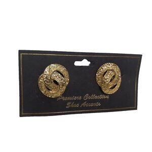 Vintage PREMIERE COLLECTION Shoe Clips Accents, Gold With Double Rings,